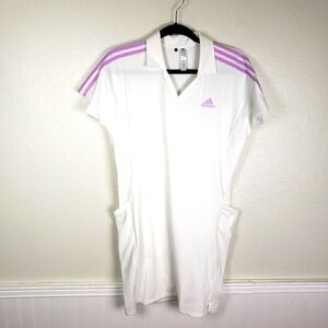 Adidas White and Pink Midi Dress